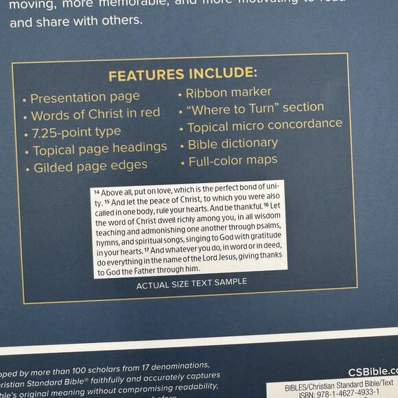 Holman CSB Deluxe Gift Bible Tan Leathertouch Gold Edges New 9781462749331 - Picture 9 of 13
